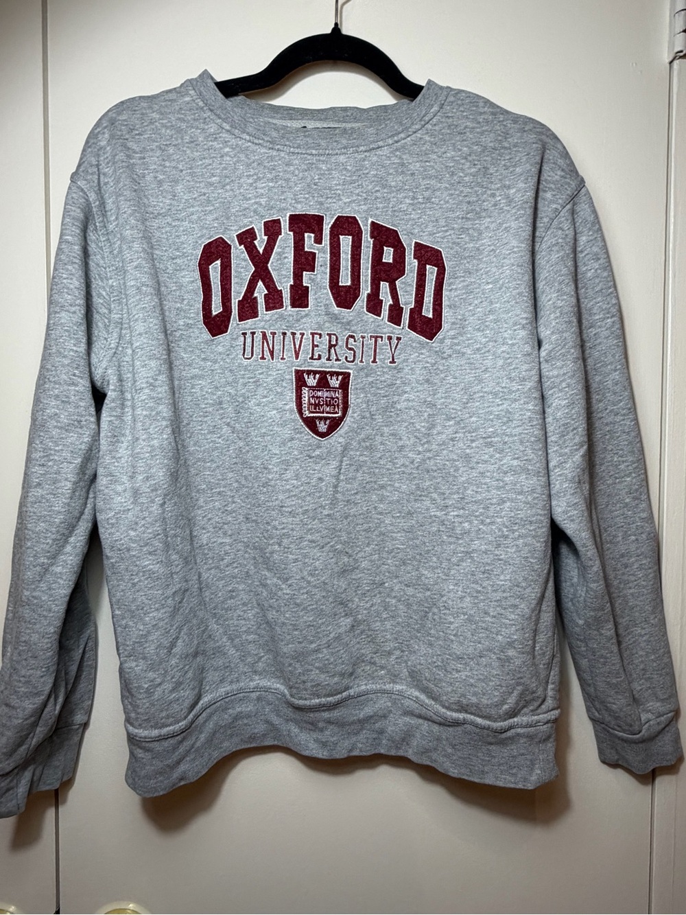 Official Oxford University M Gray Crewneck Pullover Varsity Sweatshirt Preppy